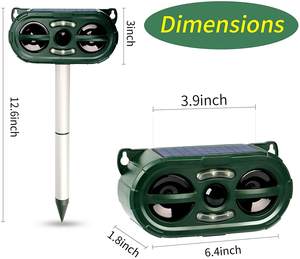 SAIJZEK - Vente en gros - Répulsif à ultrasons pour animaux, alimenté par énergie solaire, pour extérieur - Répulsif contre les serpents, les rongeurs, les souris, les chauves-souris, les chats - Product Image 3