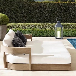 Chaise longue d'extérieur moderne pour hôtel, chaise longue de luxe pour villa, ensemble de meubles de patio en teck, chaise longue d'extérieur pour complexe hôtelier - Product Image 1