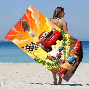 Telo Mare ChamXue all'ingrosso con Stampa Auto <span class=keywords><strong>Cartone</strong></span> <span class=keywords><strong>Animato</strong></span>, Poncho da Spiaggia per Bambini, Asciugatura Rapida, Assorbente, Anti-Sabbia, per Piscina e Bagno - Product Image 2