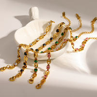 Bracelet en acier inoxydable avec fermoir nez de cochon d'Inde, style luxueux, serti de zircons colorés, anti-décoloration, bijoux pour femmes