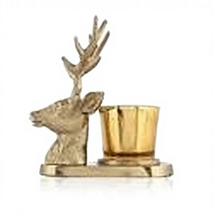 Porte-bougie tête de cerf, support à bougie chauffe-plat tête de cerf, porte-bougie votif renne, support à bougie animal en métal, porte-bougie votif en verre - Product Image 2