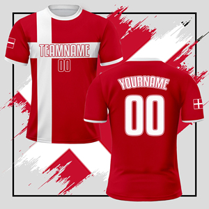 <span class=keywords><strong>Maillot</strong></span> personnalisé de football du <span class=keywords><strong>Danemark</strong></span> pour les hommes personnalisé nom numéro Logo coupe automatisée haut fan joueur uniforme chemise nationale - Product Image 6