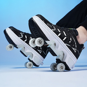 Helios Transformable Roller Skates Double Row White Anti Slippery Sporty Skateboarding Shoes For Kids Teens - Product Image 3