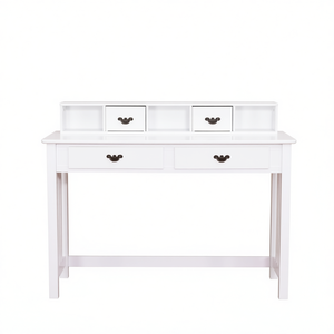 Scrivania Bianca con 4 Cassetti, Tavolo da Studio per Computer con Superficie in Legno, Arredamento per Ufficio Domestico - Product Image 1