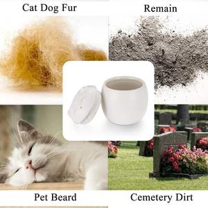 Urne funéraire de luxe moderne en céramique en forme de goutte d'eau avec ligne dorée, design givré brillant, écologique, pour cendres de chiens et de chats - Product Image 4