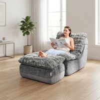 Plüsch-Fleece Sitzsack-Sessel mit hoher Elastizität und Memory-Schaum-Kissen für Erwachsene – Bequemes Lounge-Sofa