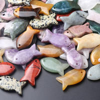 Sialia Pierre de cristal de 1,5 pouce, figurine de poisson sculptée à la main, statue gravée, pierre de poche, pierre de cristal Reiki Fengshui
