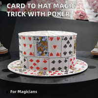 Accessoire de magie classique : Chapeau en plastique pour cartes, chapeau haut de forme pliable, tour de magie de close-up, accessoire de scène essentiel pour le poker