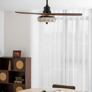 Wabi Sabi โคมไฟเพดานสไตล์จีนย้อนยุคห้องนั่งเล่นห้องรับประทานอาหารบ้านชาห้องนอนไม้เนื้อแข็งโคมไฟผ้าใบมีด - Product Image 3