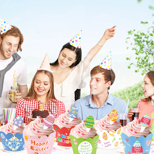 <b>Easter</b> Cake <b>Cup</b> Toppers Paper Egg Decorations Party Supplies Indoor Disposable - Product Image 1