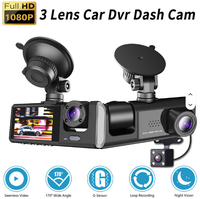 Caméra embarquée triple 2.0" IPS avec enregistrement avant 720P + central 480P + arrière 480P, moniteur de stationnement, détection de mouvement, vision nocturne infrarouge OK309, Wi-Fi et enregistrement en boucle
