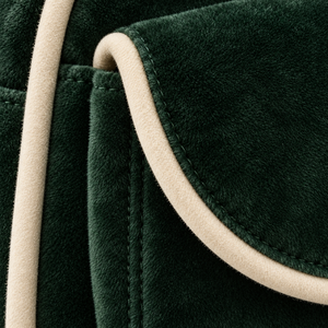 Pochette Cosmétique Mignonne à Double Fermeture Éclair, Tissu Peluche Vert Foncé avec Bordure Crème, Trousse de Toilette Personnalisable avec Logo, Cadeau en Polyester - Product Image 6