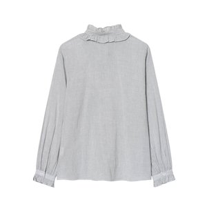 <span class=keywords><strong>Camisa</strong></span> BR & ZA Otoño 2026, Estilo Casual Europeo-Americano, con Volantes, Corte Holgado, Cuello Semi-Alto, Manga Larga, Lavable, de Poliéster - Product Image 2