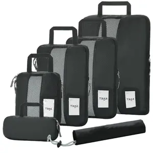 Faltbare Reisetasche Set Gepäck Organizer Handgepäck Koffer Organizer Taschen 6 Set Kompression verpackungs würfel mit Tag
