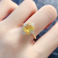 Factory Wholesale New Design 925 Silver Rhodium Plated Natural Yellow Sapphire Women Engagement Ring for Daily Commuting