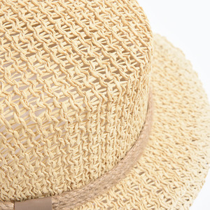 หมวกฟางทรงแบนแบบลำลองสำหรับเดินทางฤดูร้อนหมวกชายหาดมีโพรงกลวงออกชายทะเลวันหยุดที่บังแดดหมวกฟางทำจากกระดาษ - Product Image 3