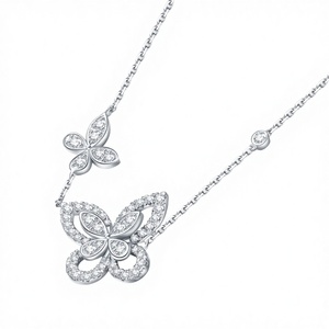 Collar de Mariposa con Diamante Cultivado en Laboratorio para Mujer, Chapado en Oro de 18K, Rodio, Corte Brillante, Certificado IGI, Estilo de Lujo - Product Image 3