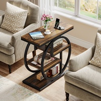 Table basse moderne pour salon, étagères étroites à 4 niveaux, meubles de maison en bois avec cadre en métal géométrique