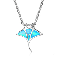 Collar de pez diablo creativo de joyería explosiva caliente de plata S925 serie marina con colgantes de encanto personalizados de ópalo Artificial