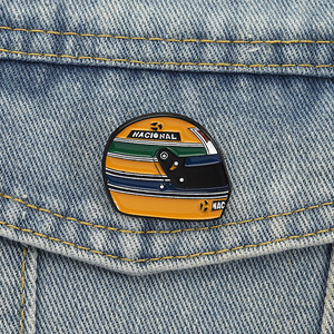 En gros, Pin's en émail et badge métallique en forme de casque de pilote de course Nacional, thème Motorsport, pour les fans de voitures, souvenir d'événement automobile, cadeau - Product Image 6