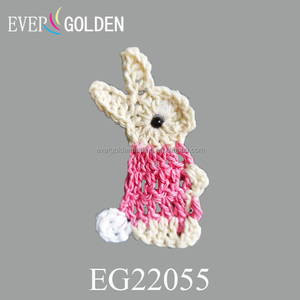 Appliques brodées <span class=keywords><strong>en</strong></span> crochet de <span class=keywords><strong>lapin</strong></span> rouge pour accessoires de col de chemise, motif de crochet pour garniture au crochet - Product Image 3