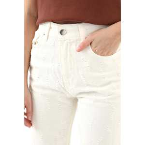 Jeans de Mezclilla de Cintura Alta y Pierna Ancha para Mujer, Estilo Simple, Tela Lavable, Color Crudo - Product Image 4