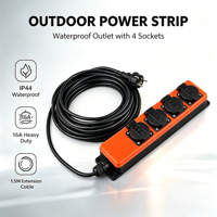 Multiprise européenne Schuko 4 voies 16A 230V avec rallonge de 3/5/10/15/20/25m pour camping, jardin et utilisation extérieure