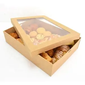 Custom large eco cardboard brunch kraft catering bread grazing tray platter disposable take away lunch food packaging boxes