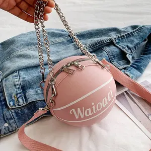 Kleurrijke Leer Mode Grappige Persoonlijkheid Leuke Basketbal Vorm Jonge Dames Casual Purse Clutch Handtas Schouder Tas