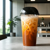 Gobelet en plastique rigide de 500 ml avec couvercle, logo personnalisé, vente en gros, jetable