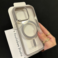 Coque de Téléphone Portable Magnétique en Acrylique Transparent pour iPhone 15 17 13 16 Pro Max, Arrière Transparent Anti-Choc Givré avec Aimant