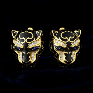 Pendientes Pantera Negra E4569, Oro de 18K con Diamantes y Zafiros, Joyería de Lujo para Mujer, Ideal para Fiestas - Product Image 2