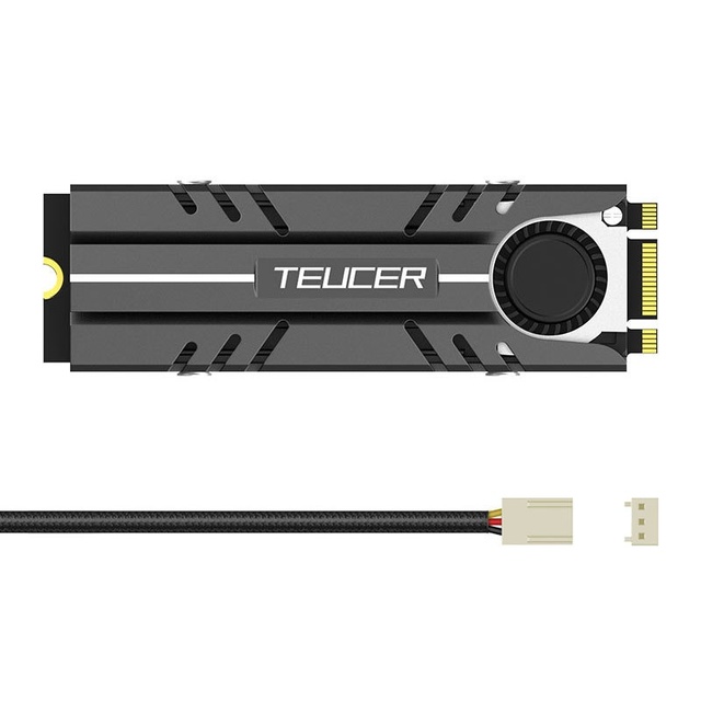TEUCER M2 2280 Aluminum NVMe SSD Ball Bearing Heatsink Cooler with Fan