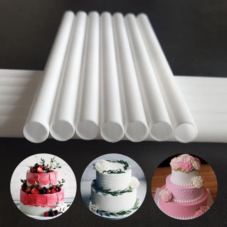 White Plastic Thicken Cake Dowel Rods 12pcs 24cm for Tiered Cake Construction and Stacking Supporting Cake Round Dowels Straws