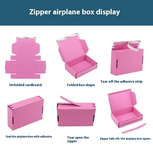 Caja de avión con cremallera de color de gama alta Embalaje de papel listo para íntimos E-Commerce <span class=keywords><strong>Express</strong></span> Sello sin pegamento espesado Tear-Off - Product Image 3