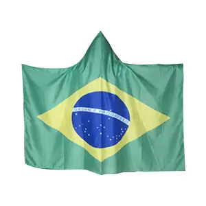 Huiyi Football Sport Fans Cape Flags Custom Round 1 Countries Body Flag Brazil France Spain US Flag Cape