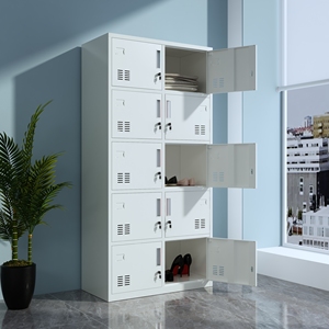 ตู้เหล็กใส่เสื้อผ้าทันสมัย10ประตู, ตู้เสื้อผ้าห้องเปลี่ยนเสื้อผ้าปรับได้สำหรับห้องครัวบ้านสำนักงานโรงเรียนยิม - Product Image 3