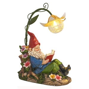 <strong>Garden</strong> <strong>Gnomes</strong> with Solar Lights, <strong>Large</strong> Lawn <strong>Gnome</strong> Reading Book <strong>Garden</strong> Sculpture Figurines - Product Image 1