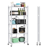 Chariot métallique pliable et facile à assembler, étagère Mobile de rangement sur pied pour micro-ondes et cuisine avec roulettes