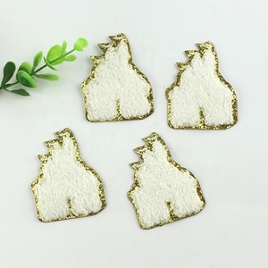 Sac accessoire <span class=keywords><strong>de</strong></span> luxe étincelle or paillettes bordure thermoscellage fer sur Chenille Patch bricolage broderie dessin animé princesse château patchs - Product Image 5