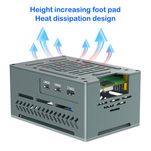 Kühlgehäuse aus Aluminiumlegierung für Raspberry <span class=keywords><strong>Pi</strong></span> der 5. Generation, verbesserte Leistung mit 4010 PWM-Lüfter, Kupfer-Computerteile - Product Image 3