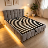 Yiqian Cadre de lit en bois massif, style minimaliste italien et nordique, lit double capitonné, disponible en tailles Twin et King Size, pour chambre principale et mariage