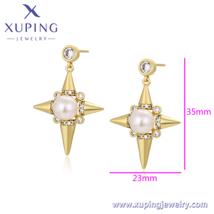 X000904669 Fabricantes de joyería Pendientes de perlas de circón artificial Estilo de estrella Pendientes de joyería chapados en oro de moda - Product Image 2