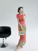 Vêtements en gros, robes de mode pour femmes, robes décontractées d'été de haute qualité, extensibles, à dégradé de couleurs