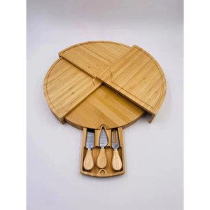 Tabla de Quesos de Bambú con Cajón y Juego de Cuchillos para Servir Queso, Pan, Frutas y Postres, Fabricada con Más de 100 Millones de Bambús - Product Image 3