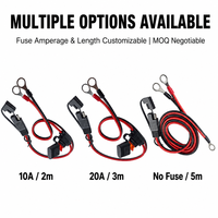 2 Pin 14AWG SAE O-Ring Terminal Wiring Harness 10A 20A Fuse Kabel Ekstensi Baterai PVC Konduktor Tembaga Murni 600MM Otomotif