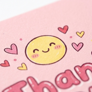 Biglietti di ringraziamento rosa Kawaii con design a cartoni animati, <span class=keywords><strong>stampa</strong></span> personalizzata del logo, per matrimoni, compleanni, regali aziendali, cancelleria OEM - Product Image 2
