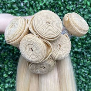 Paquetes de Cabello Humano Rubio 613 Baratos con Cierre de Encaje, Grado 10A, Cabello Indio Virgen con Cutícula Alineada, Tejido Remy, Doble Trama a Máquina, 100g - Product Image 3