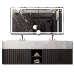 Hot Project Solid Wooden Luxury Design Stone Countertop Unique Waterproof <strong>Under</strong> <strong>Sink</strong> <strong>Bathroom</strong> Vanity <strong>Cabinet</strong> - Product Image 1