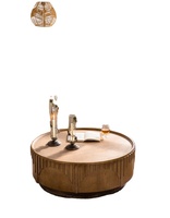 Table basse ronde vintage en bois marron pour salon, style ferme, pour la maison